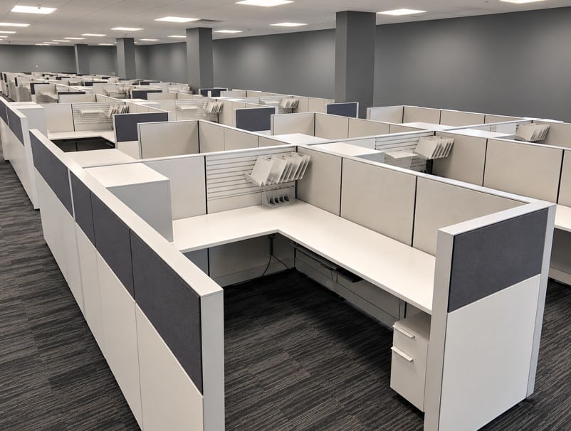 Modern office cubicles installed in an Austin workplace